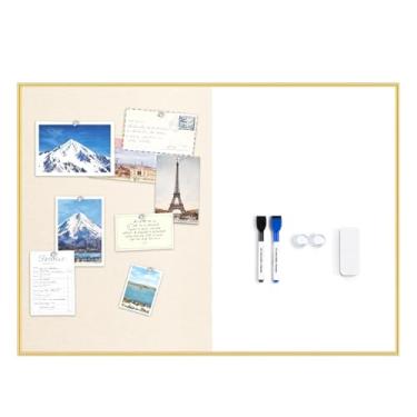 Imagem de ARCOBIS Combo de quadro de cortiça apagável a seco, quadro branco de 61 x 45 cm com linho para parede, quadro de avisos magnético apagável a seco, quadro de visão para casa, escritório, escola, branco