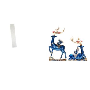 Imagem de Whtkoph Abajur de Papel para Sala de Estar com Escultura de Rena em Resina, Decoração Artística para Luminária de Chão E Estatuetas de Casal de Cervos para La