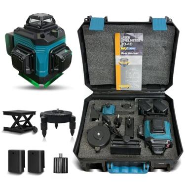 Imagem de Nível Laser Verde 16 Linhas 360°, Kit Completo com 2 Baterias, Plataforma Magnética Giratória, Carregador e Estojo, para Construção, Instalação e Reformas