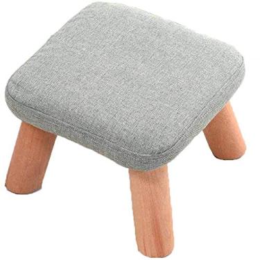 Imagem de Banqueta simples para os pés, banquinho simples, banquinho de tecido de cor sólida, almofada acolchoada quadrada para mudança de sapatos, tripé de madeira maciça, móveis de decoração de casa para sala