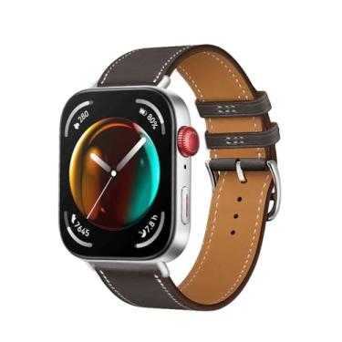 Imagem de IRFKR Pulseira de couro bovino italiano para Huawei Watch Fit 3, pulseira de reposição Correa, acessório (café)