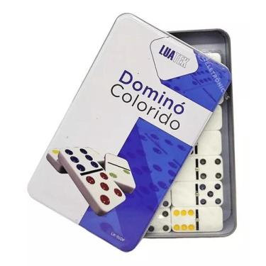 Imagem de Domino Profissional Com Estojo Em Lata 28 Peças Coloridas LK510F
