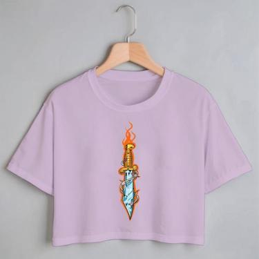 Imagem de Blusa Blusinha Camiseta Cropped TShirt Feminina Algodão Tecido Premium