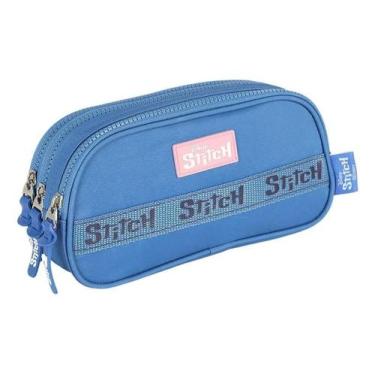 Imagem de Estojo escolar juvenil triplo stitch disney original luxcel, P, Azul