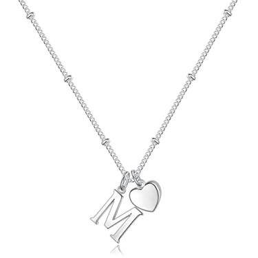 Imagem de Vrsilver Colares com inicial de coração para meninas – Colar de prata esterlina para mulheres, presentes para meninas, presentes delicados com pingente de coração e inicial de prata para mulheres,