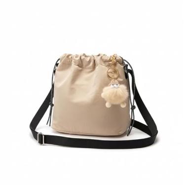 Imagem de Bolsa tiracolo para telefone feminina moderna plissada bolsa de ombro bolsa de ombro leve bolsa de tecido, Bege, Bolsas de mão