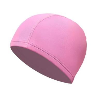 Imagem de Colaxi Touca de natação em tecido, respirável, confortável, portátil e leve, ideal para homens e mulheres, perfeita para piscina férias, Rosa