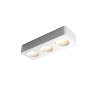 Imagem de HuiNian Refletor pequeno ultrafino retangular resistente de 9W, montado na superfície, três cabeças, luz de teto, luz de teto LED, mini holofote simples para cozinha e sala de estar, luminária de teto