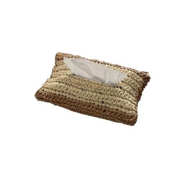 Imagem de Caixa de lenços de papel artesanal, caixa de lenços para sala de estar, mesa, pode ser pendurada no carro, caixa de lenços decorativa, caixa de armazenamento de lenços (B)