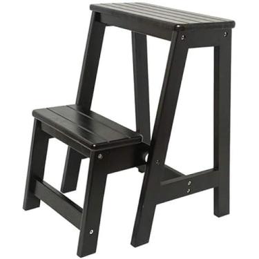 Imagem de Escadas De Madeira Banqueta Dobrável Banqueta De Escada De Madeira Maciça Banqueta Multifuncional Trocando Sapatos Cadeiras Dobráveis, #2, 36 * 48 * 56Cm