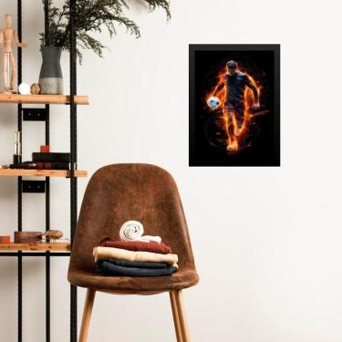 Imagem de Quadro Gravura Jogador Futebol 24X18Cm - Com Vidro