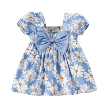 Imagem de Vestido Infantil De Verão Com Decote Quadrado E Laço De Margarida Esti