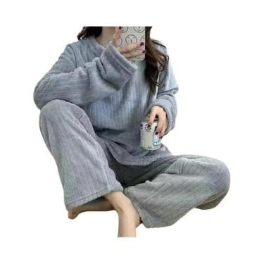 Imagem de Conjunto De Pijamas Femininos De Inverno Em Veludo Coral, Roupa De Cas