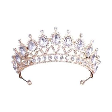 Imagem de Tiaras De Casamento Em Cristal Dourado, Coroas De Noiva Com Strass Par