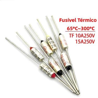 Imagem de Fusível Térmico 10A 15A TF 250V Faixa De Temperatura De 65 grausC a 30