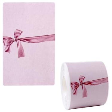 Imagem de Adesivos grandes de vedação de laço rosa 7,9 x 5 cm Etiquetas autoadesivas retangulares para embrulho de presente, embalagens de alimentos artesanais, suprimentos de panificação, caixa de correio e