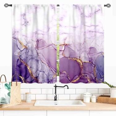 Imagem de Cortinas roxas ombré, abstrata moderna, lavanda, dourada, glitter, estampada, estética, exclusiva, arte de luxo, tratamentos de janela, cortinas para quarto, sala de estar, banheiro, cozinha, 2