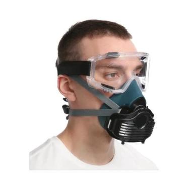 Imagem de Respirador De Silicone Meia Máscara Antipoeira Com Óculos De Proteção 