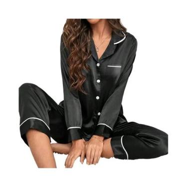 Imagem de Conjunto De Pijamas De Seda Femininos, Roupas De Noite Casuais E Macia