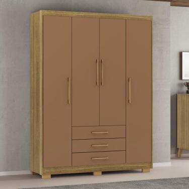 Imagem de Guarda Roupa Solteiro 4 Portas 3 Gavetas Espanha - Nature-camarim Nature-camarim