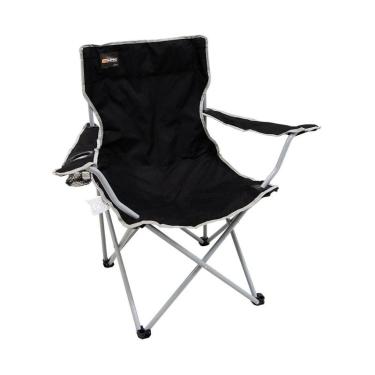 Imagem de Cadeira Preta Dobrável Camping com Porta Copos e Bolsa
