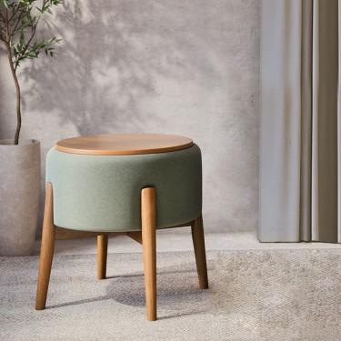 Imagem de Puff Dual 2 em 1 Vira Mesa Apoio Design Moderno para Sala Estar Sala Tv Decor - Verde Chenille