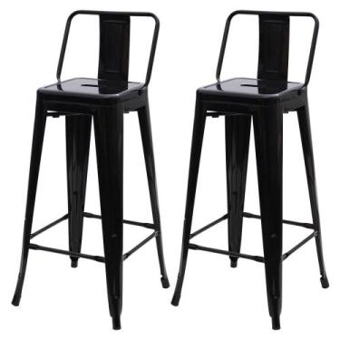 Imagem de Kit 2 Banquetas Altas com Encosto Tolix Iron Preto - Cadeiras INC, Pre