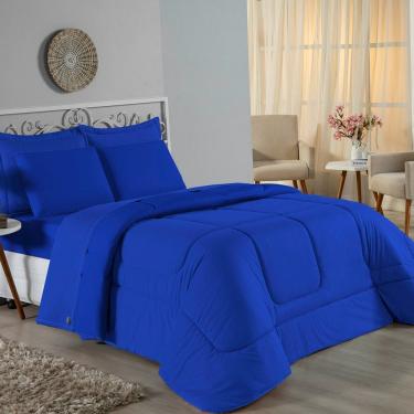 Imagem de Kit Edredom Dupla Face + Jogo De Lençol King Nobre 7 Peças Malha 100% Algodão - Royal