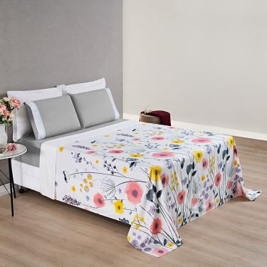 Imagem de Jogo De Cama Lençol Casal Padrão Karicia 4 Peças 200 Fios - 100% Poliéster