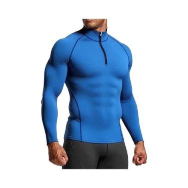 Imagem de Camiseta De Compressão Masculina Slim Fit De Manga Longa Para Fitness,