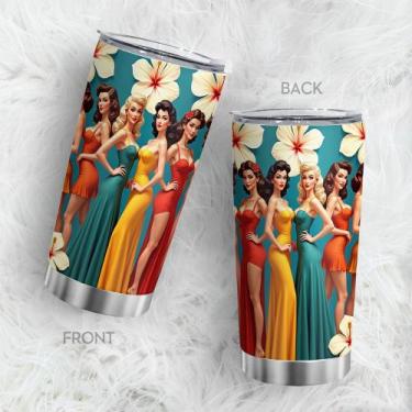 Imagem de Caneca de viagem Oasisdream Tumbler de aço inoxidável 600mL com tampa