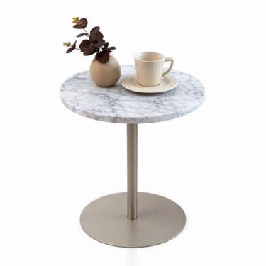 Imagem de Mesa Lateral Atría Base laca Champanhe Redonda Tampo Mármore Carrara -