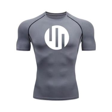 Imagem de Camiseta De Compressão Branca Masculina Para Corrida, Secagem Rápida, 