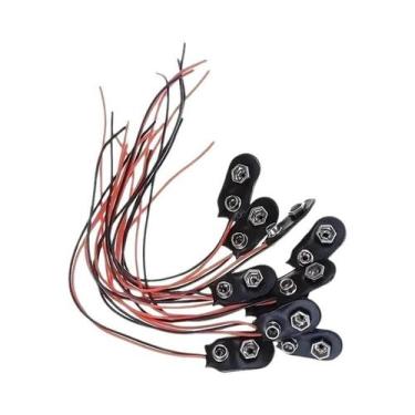 Imagem de Clipes De Bateria 9V Pretos E Vermelhos, 10 Peças, Conector De Cabo Co