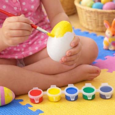 Imagem de Ovos Coelhos Páscoa Para Pintar Colorir Com Pincel Kit 30pçs - Genéric