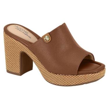 Imagem de Tamanco Mule Feminino Modare Salto Alto Bloco Meia Pata, Avelã, 38