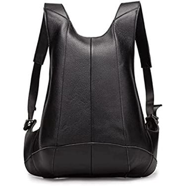 Imagem de Mochila Integrada Para Laptop De Couro De Grão Integral Vintage, Bolsa De Mochila Para Mulheres Masculinas, Mochila De Viagem Anti-roubo Moda Faculdade, Bolsas Casuais Bolsas De Viagem,Preto