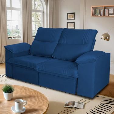 Imagem de Sofá Retrátil Reclinável America 1,50m Suede Azul