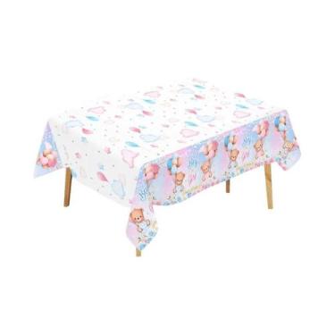 Imagem de Toalha De Mesa Plástica Para Chá De Bebê E Revelação De Gênero Menino 