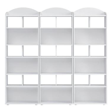 Imagem de Kit 3 Estantes para Livros com 10 Nichos Arco Branco