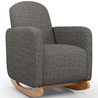 Imagem de Poltrona de Amamentação com Balanço Orgânica Saori W01 Linho Mescla Chumbo - Lyam Decor