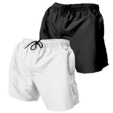 Imagem de Kit 2 Short Tactel Masculino Praia Liso com Bolsos Cós Elástico Ajustável-Masculino