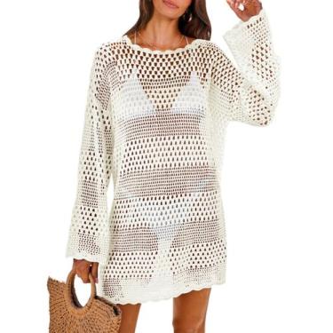 Imagem de Saída de Praia ANRABESS Vestido de Crochê em Tela Creme G