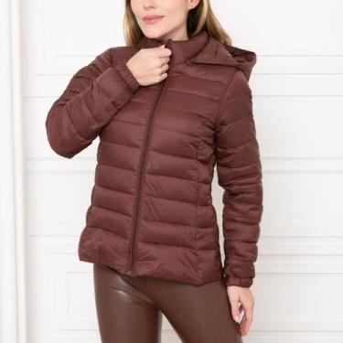 Imagem de Jaqueta Feminina Puffer Bobojaco com Capuz Removível - Maranne, Café, 