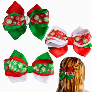 Imagem de Presilha Infantil Bico de Pato Natal Natalino Vermelho Laço - Santo Es
