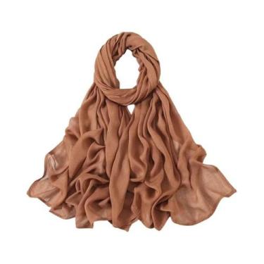 Imagem de Lenço Hijab De Algodão E Rayon Tamanho Grande, Cor Sólida, Para Mulher