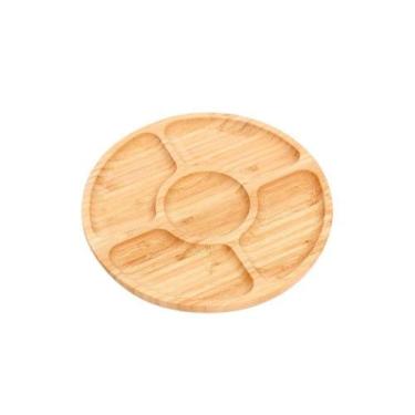 Imagem de Kit Petisqueira Com Facas E Garfos Bambu Marrom - PLASVALE