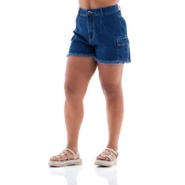 Imagem de Shorts Jeans Feminino Arauto Mom Cargo - Arauto Jeans, Azul médio, 34