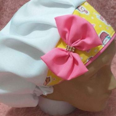 Imagem de Touca De Confeiteiro Algodão Tam M Branca CupCakes - Maemura, Branco, 