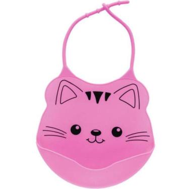 Imagem de Babador De Silicone Com Pega Migalhas Rosa Gatinho 09730 - B - Buba